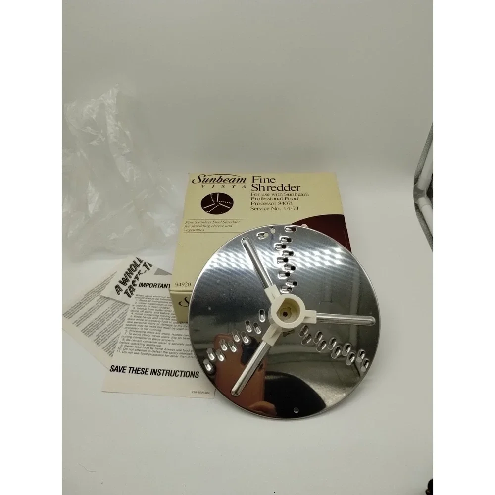 SUNBEAM VISTA FOOD PROCESSOR 84071  FINE SHREDDER BLADE NEW IN BOX 94920